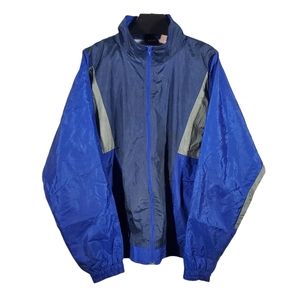 VTG 90s Nucleus Windbreaker Jacket Nylon Fullzip Colorblock Navy Gray Gorpcore
